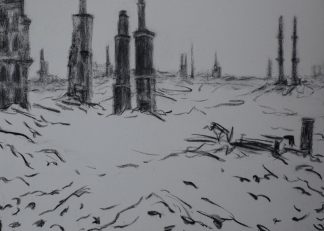 Raquel Maulwurf # STALINGRAD II # Charcoal and pastel on canvas, 2005, mint