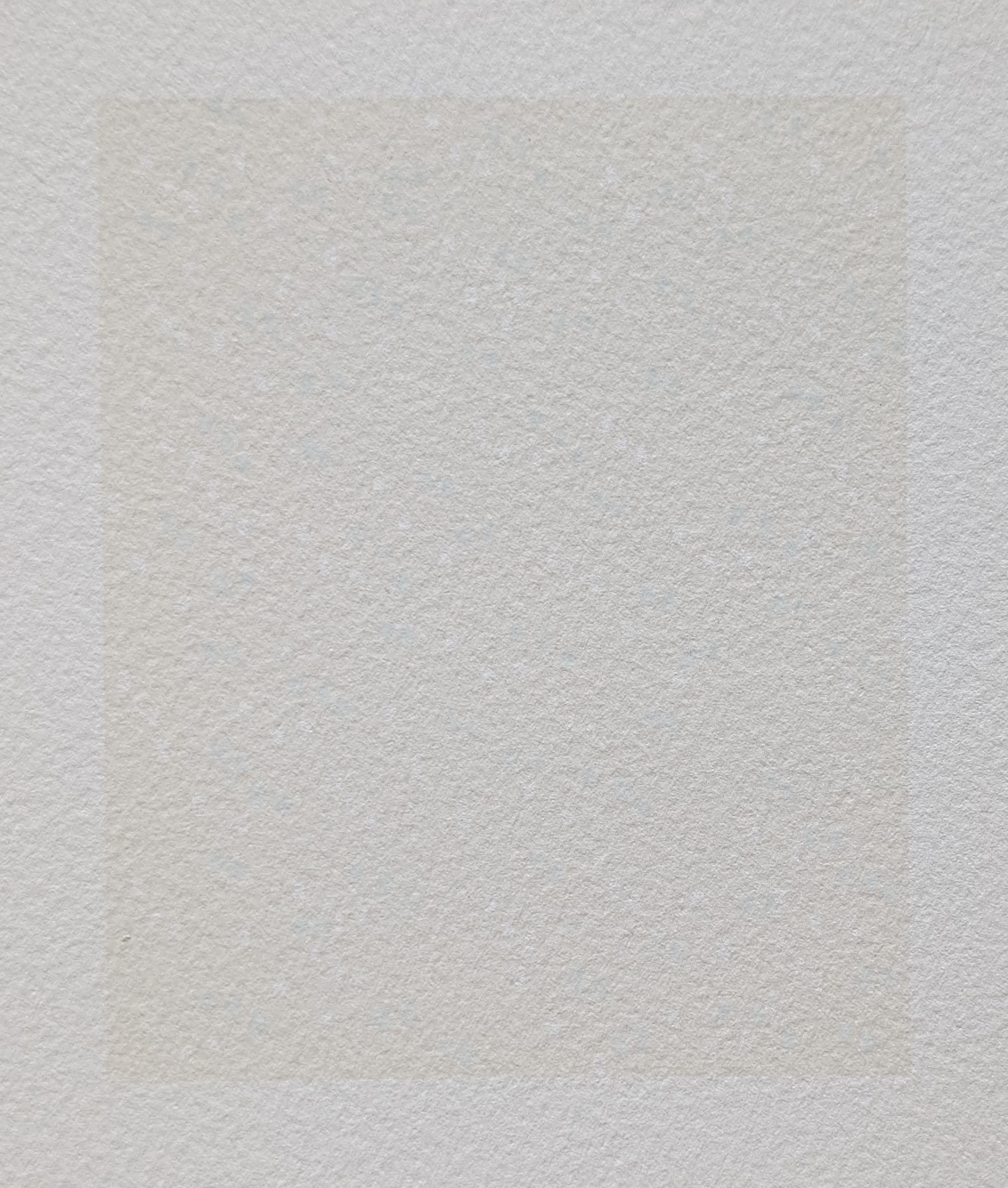 A textured abstract artwork featuring a light beige square on a white background, emphasizing simplicity and subtlety.