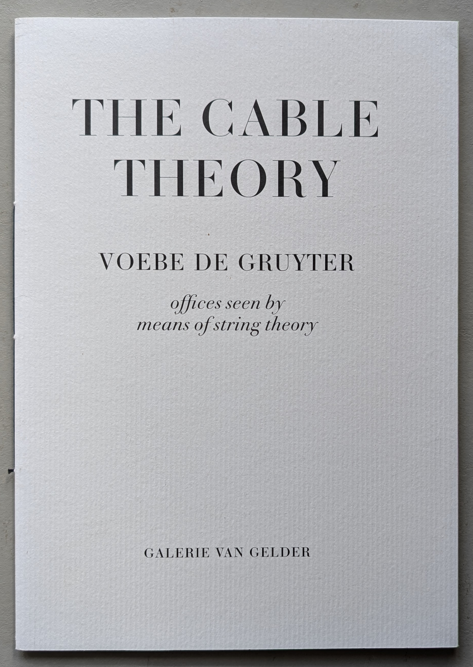 Cover of 'The Cable Theory' by Voebe de Gruyter, featuring the title, author's name, and description on a textured white background.