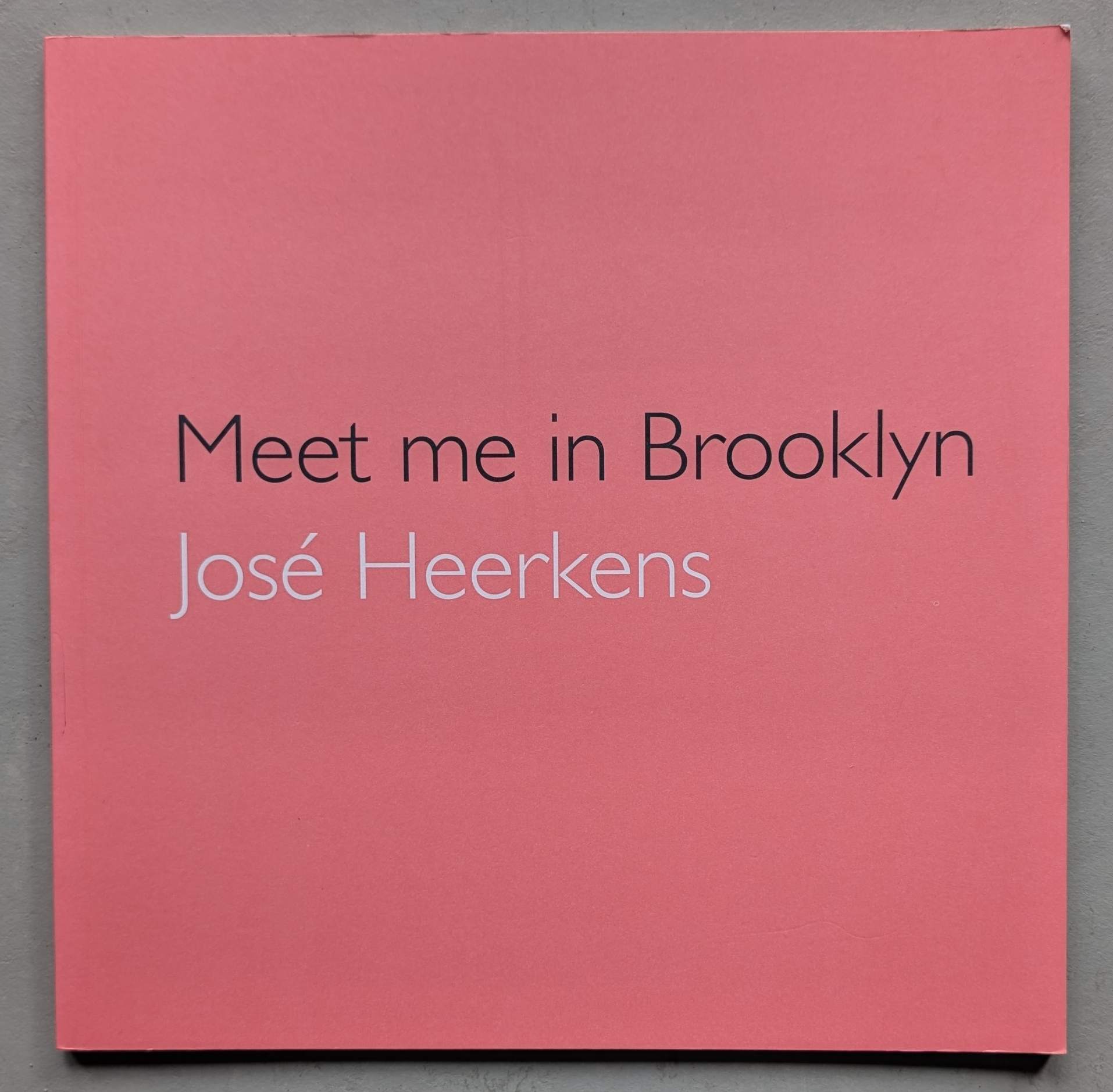 Book cover featuring the title 'Meet me in Brooklyn' and the name 'José Heerkens' on a coral background.